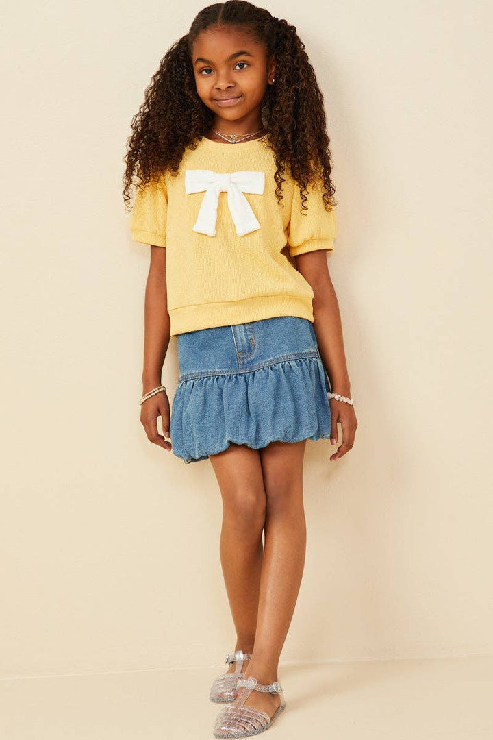 Contrast Bow Detail Loose Knit Top