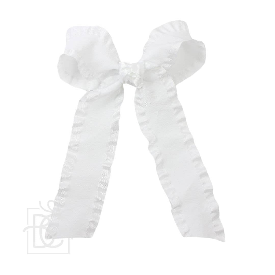 Double Ruffle Tail Bow - White
