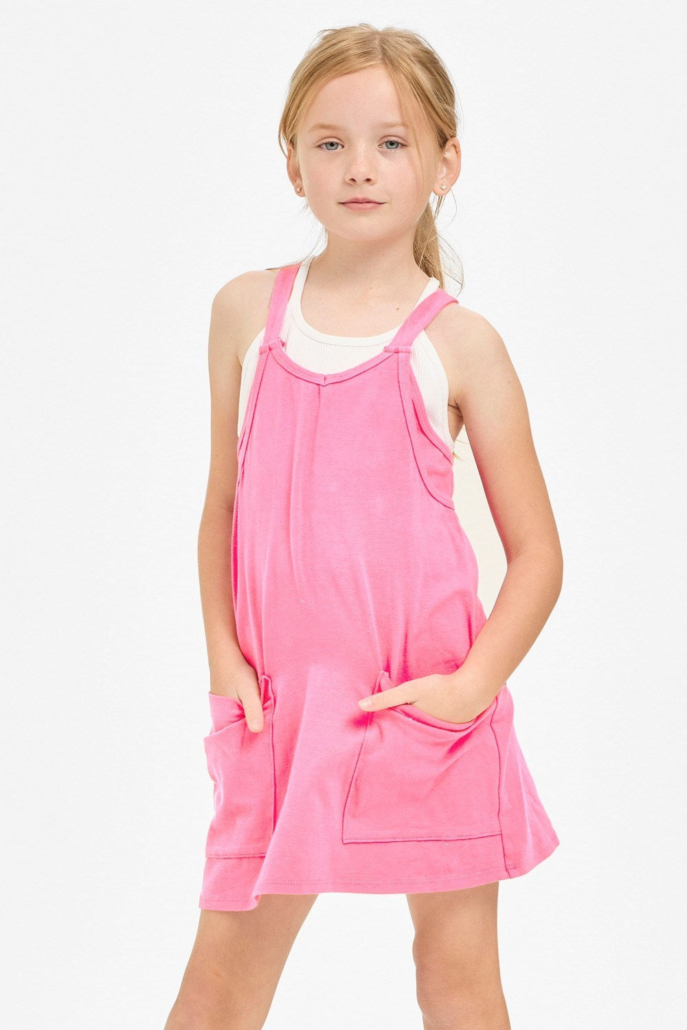 Tank Dress with Romper - Pink