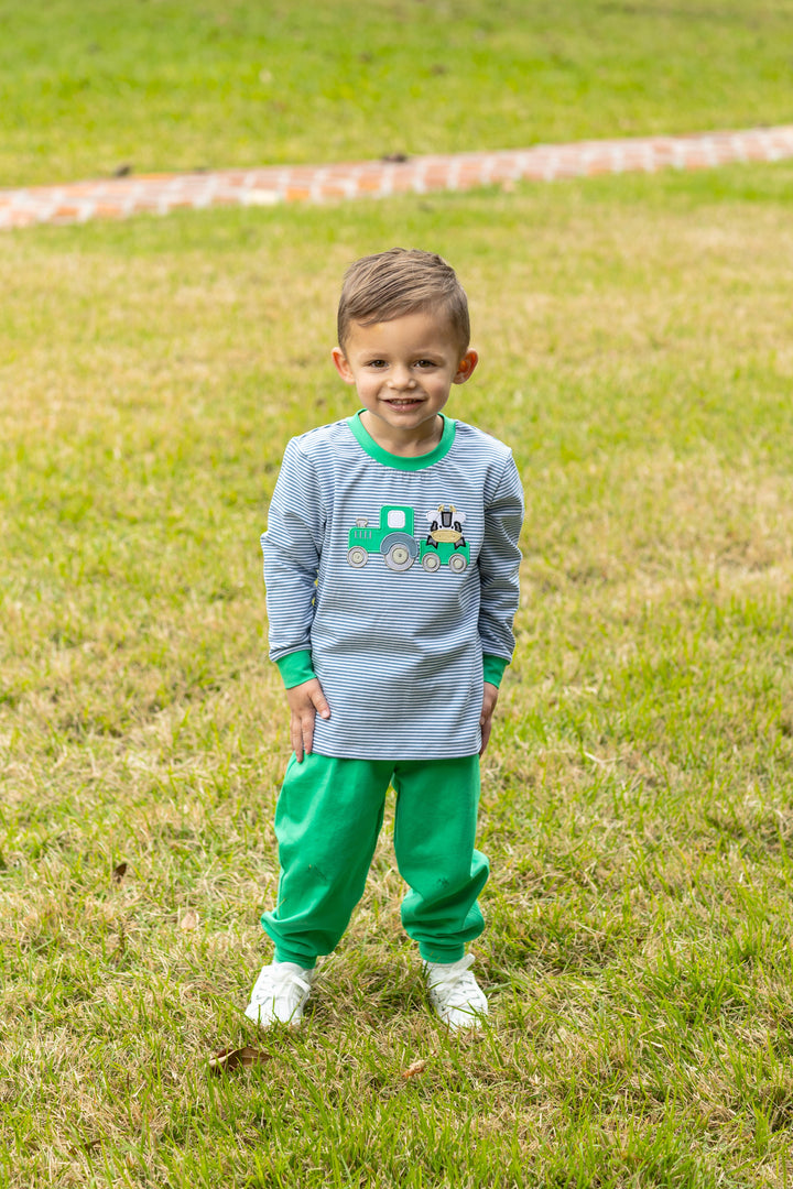 Applique Pants Set - Tractor
