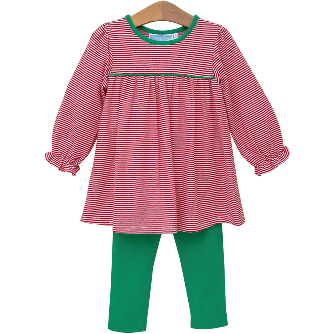 Ellie Pant Set - Red Striple/Green
