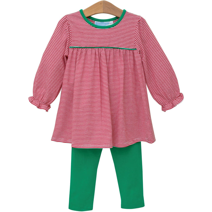 Ellie Pant Set - Red Striple/Green