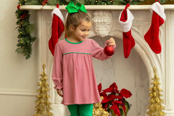 Ellie Pant Set - Red Striple/Green