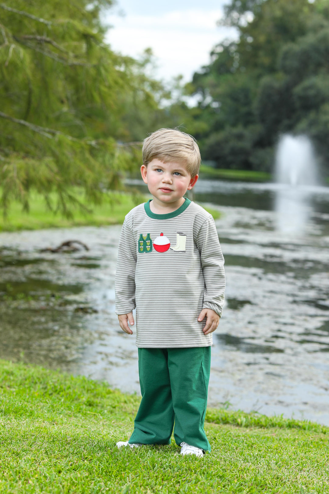 Applique Pants Set - Fishing Trio
