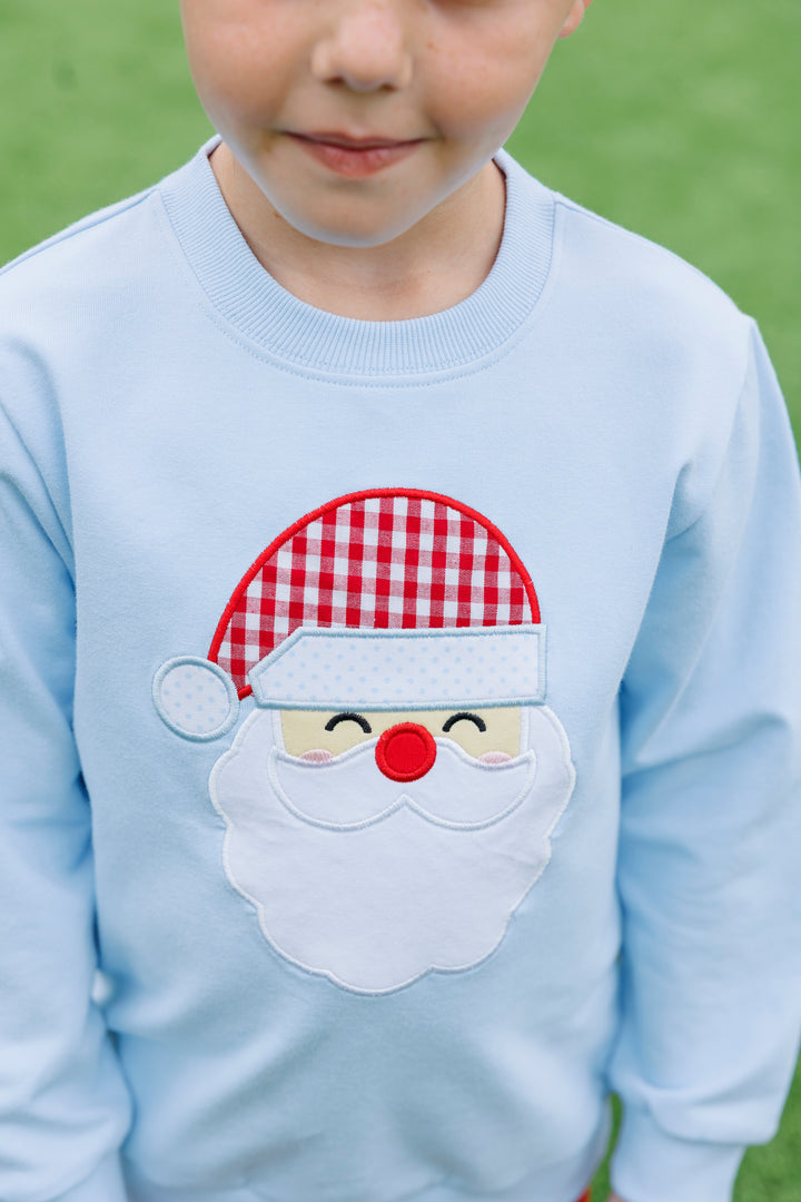 Applique French Terry Pullover - Blue/Santa