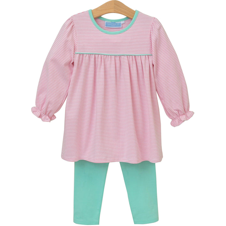 Ellie Pant Set - Light Pink Stripe/Mint