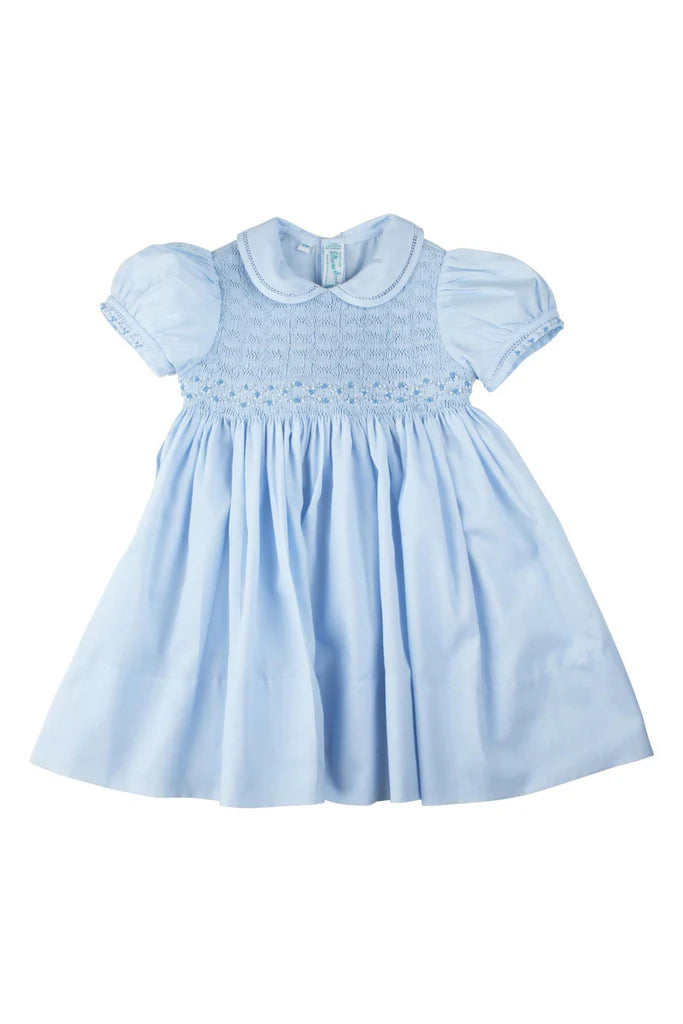 Collared Smocked Dress - Blue