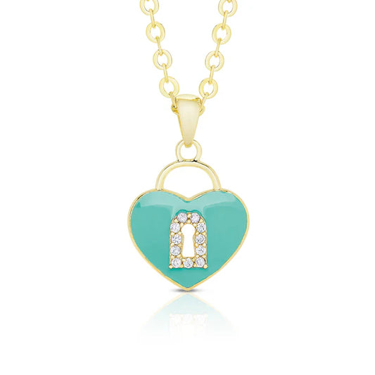 Heart Lock Pendant - Turquoise