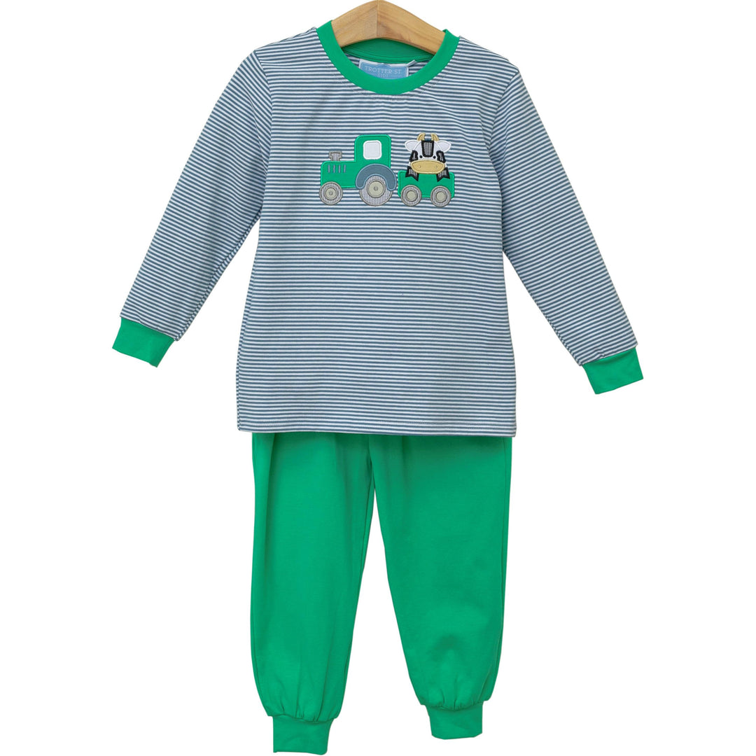 Applique Pants Set - Tractor