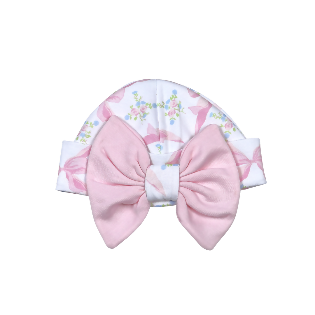 Pima Converter Gown + Bonnet - Pink Bows