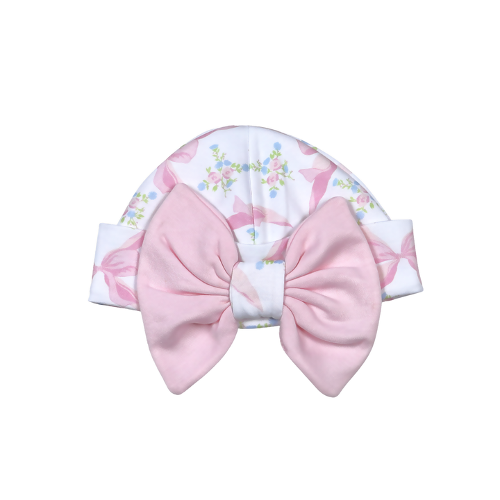 Pima Converter Gown + Bonnet - Pink Bows