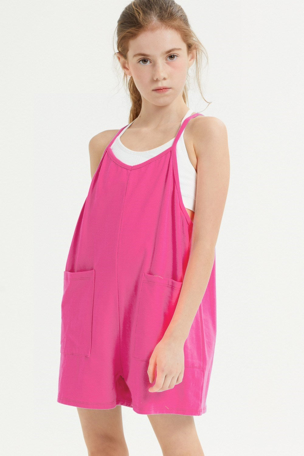 Overall Romper - Hot Pink