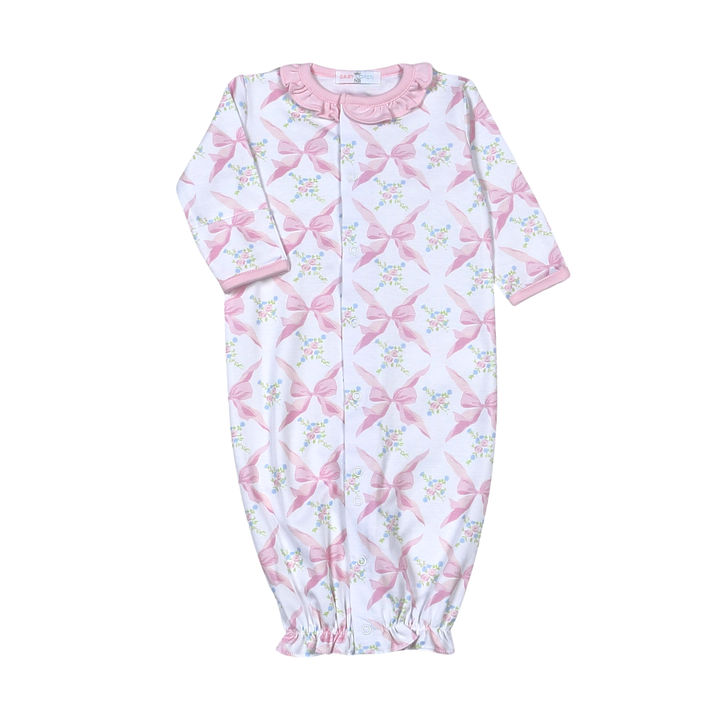 Pima Converter Gown + Bonnet - Pink Bows
