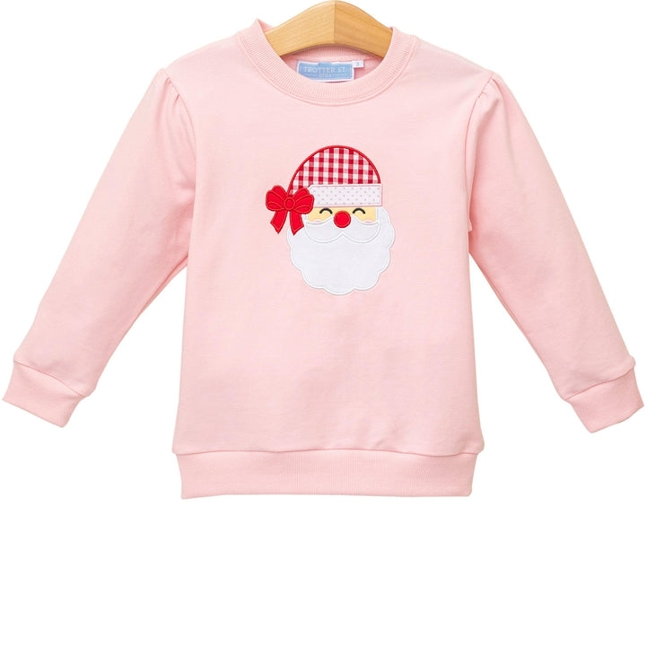 Applique French Terry Pullover - Pink/Santa