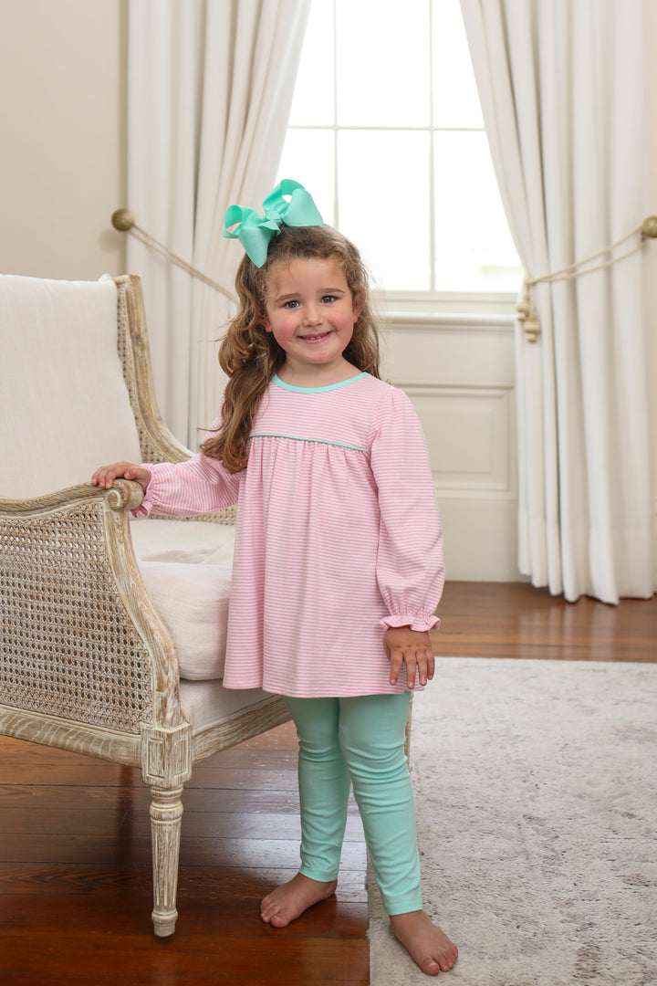 Ellie Pant Set - Light Pink Stripe/Mint
