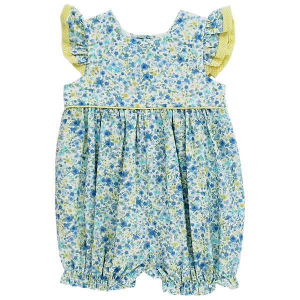 Ruffle Sleeve Romper - Periwinkle Petals