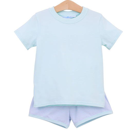 Thomas Short Set - Light Blue Stripe & Mint