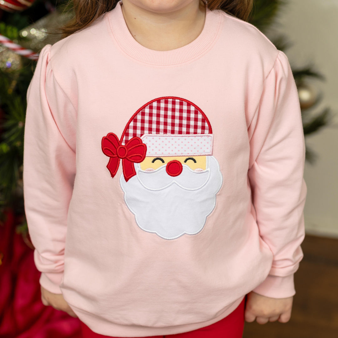 Applique French Terry Pullover - Pink/Santa