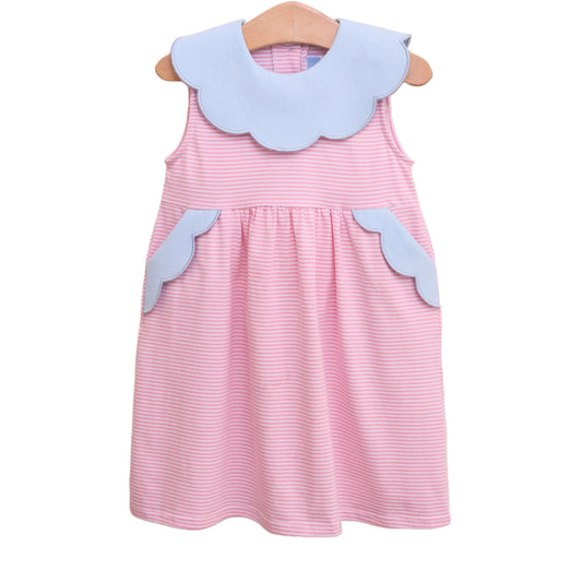 Penelope Dress - Light Pink Stripe/Light Blue