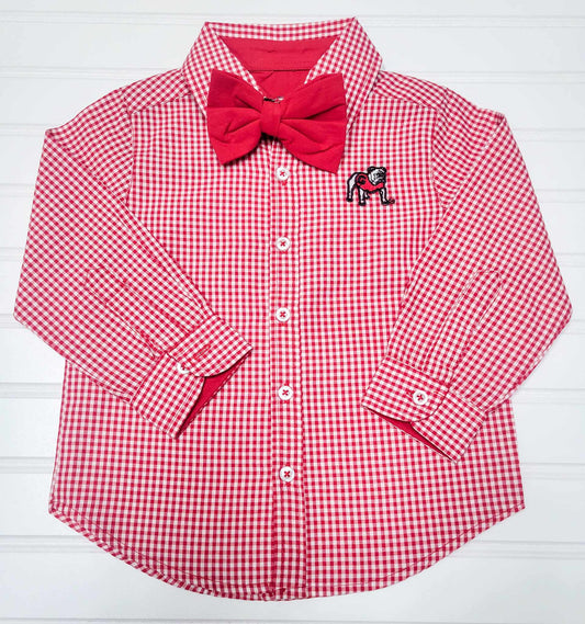 UGA Gingham Button Down - Red