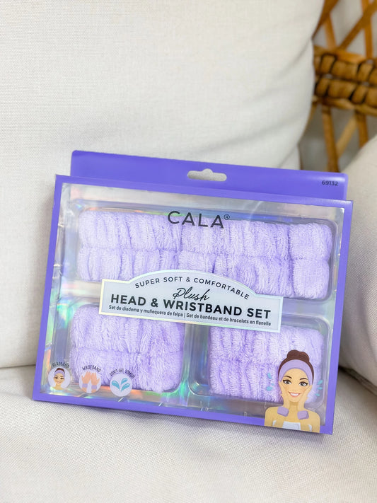 Plush Headband & Wristband Set - Purple