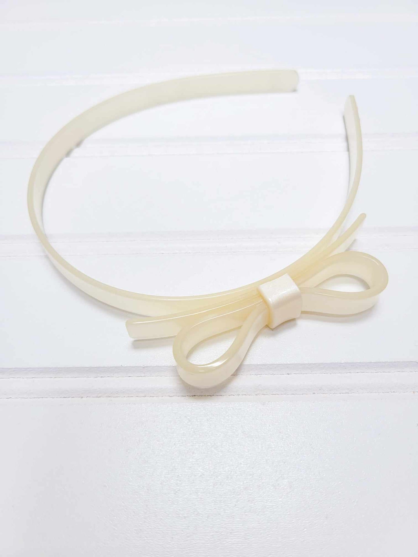 Headband - Thin Bow (Pearl White)