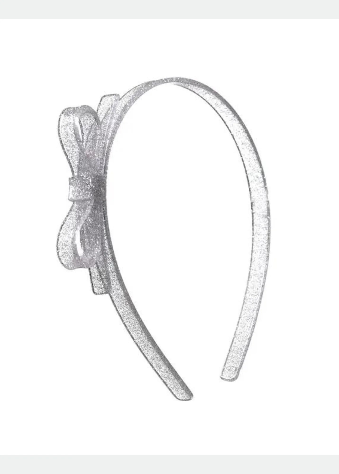 Headband - Thin Bow (Glitter Silver)