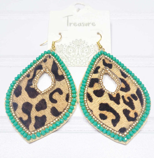 Earrings - Turquoise & Leopard