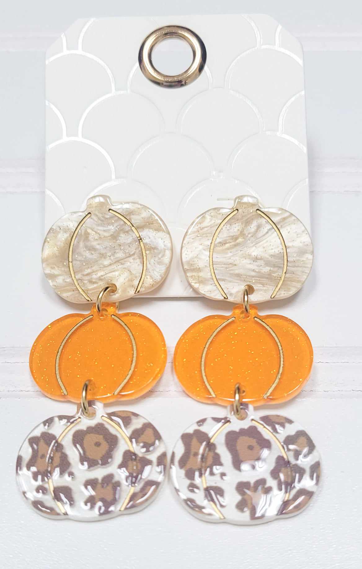 Acrylic Earrings - Pumpkin Trio