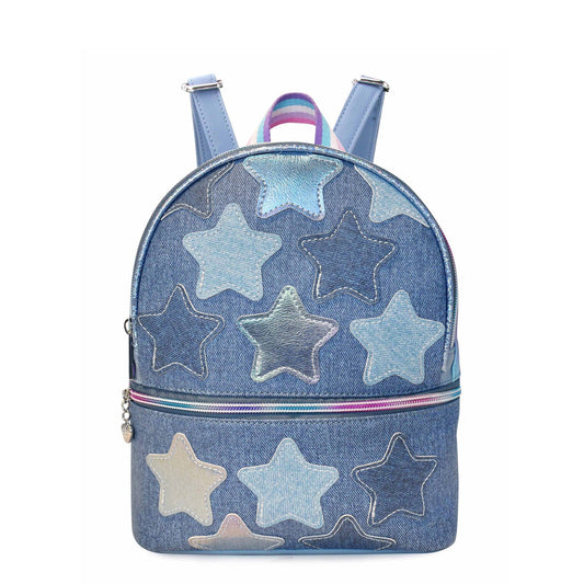 Denim Mini Backpack - Star Patched
