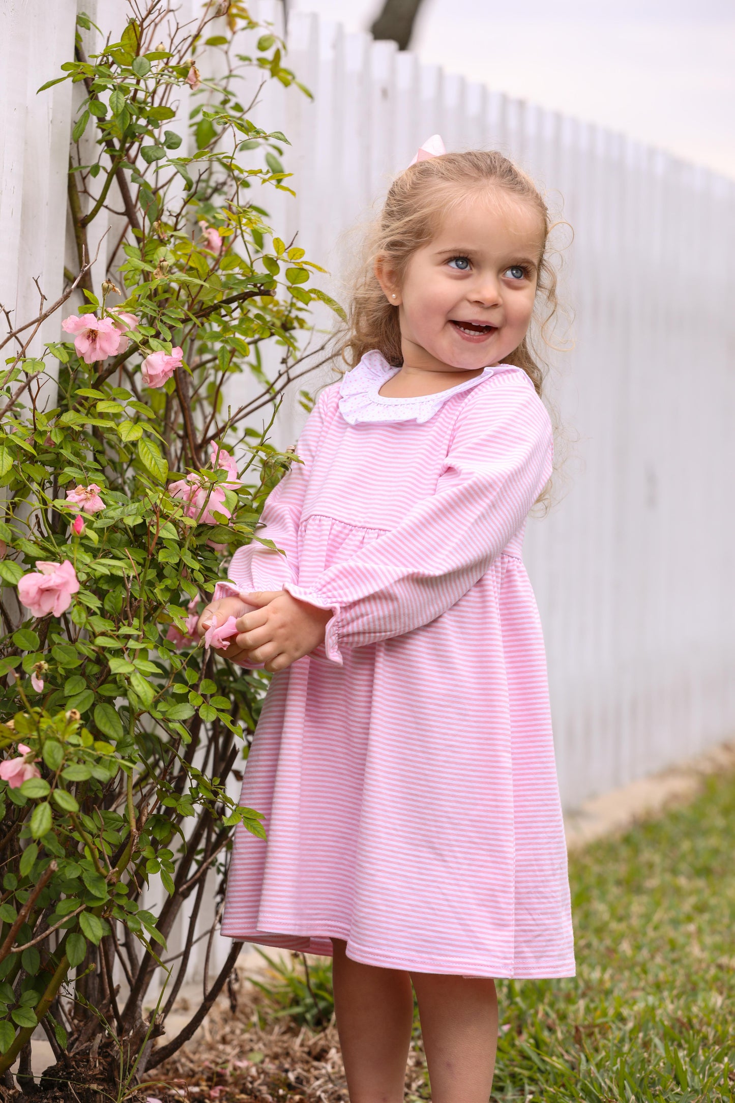 Georgia Dress - Light Pink Stripe