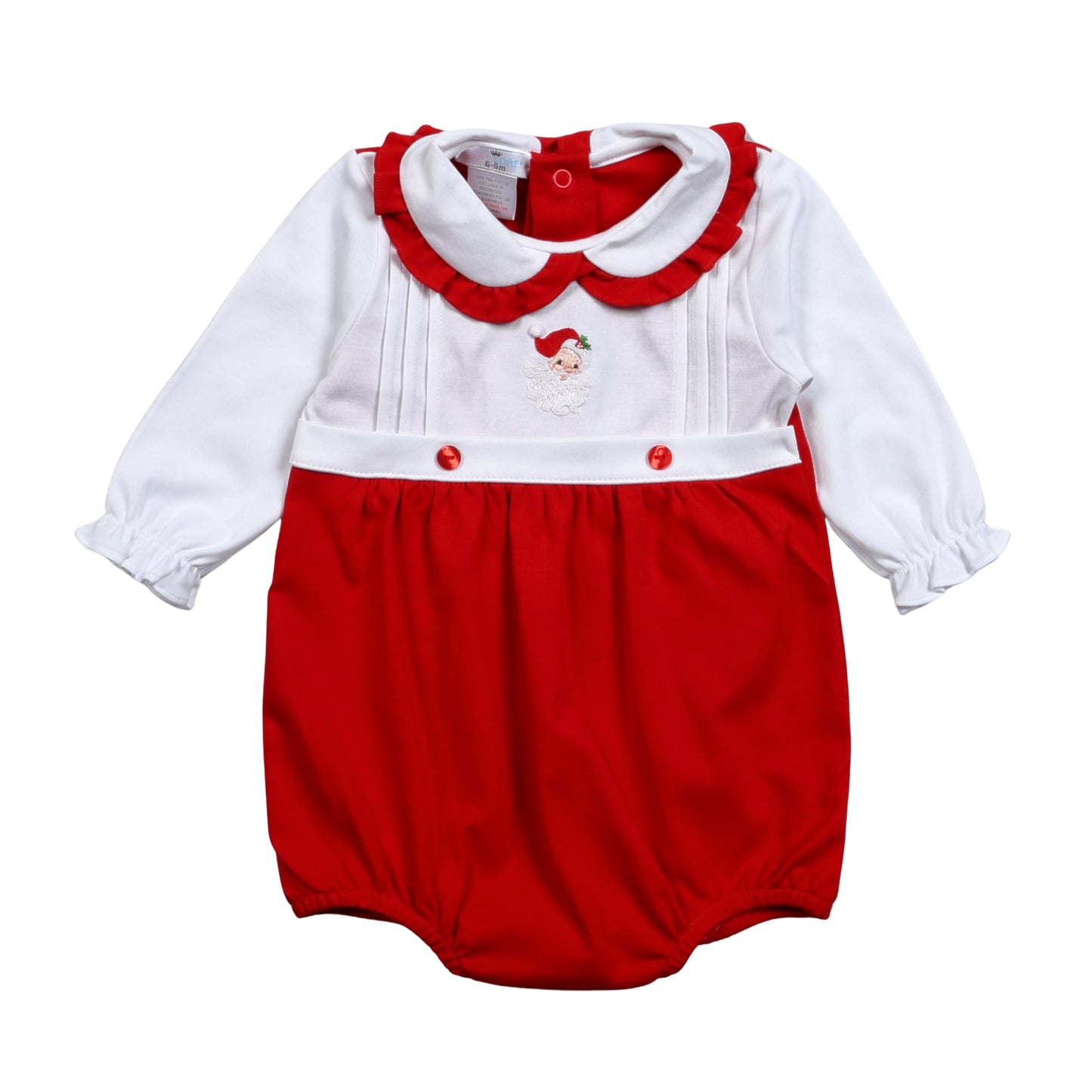 Embroidered Ruffle Pima Bubble - Santa Claus