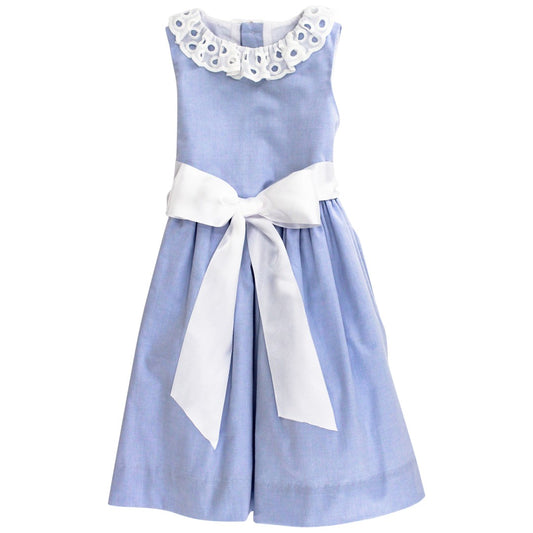 Dress - Blue Doeskin w/Eyelet