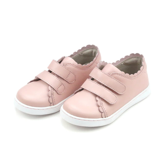 Caroline Scalloped Double Velcro Sneaker - Pink