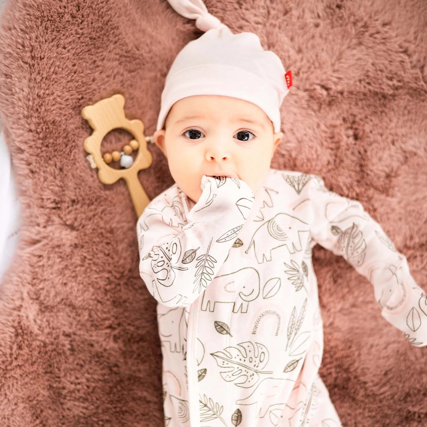 Organic Cotton Magnetic Gown & Hat - Ellie Go Lucky Pink