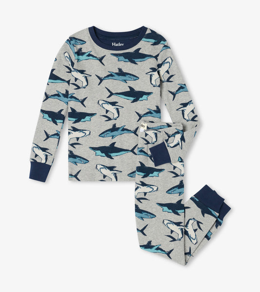 Organic Cotton Pajama Set - Swimming Sharks