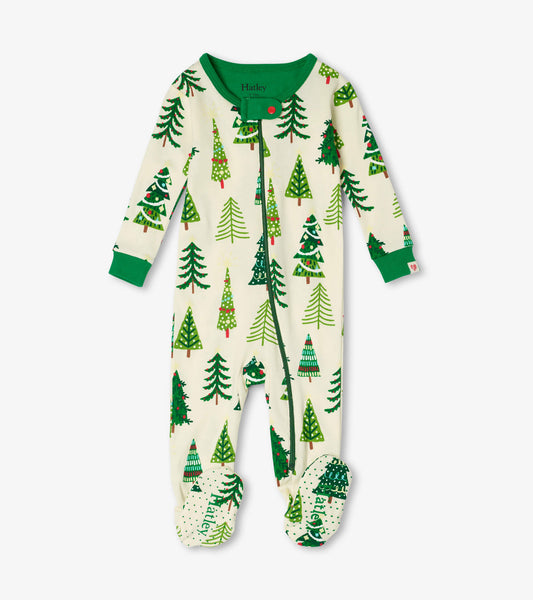 Footed Coverall - Christmas Trees Glow in the Dark