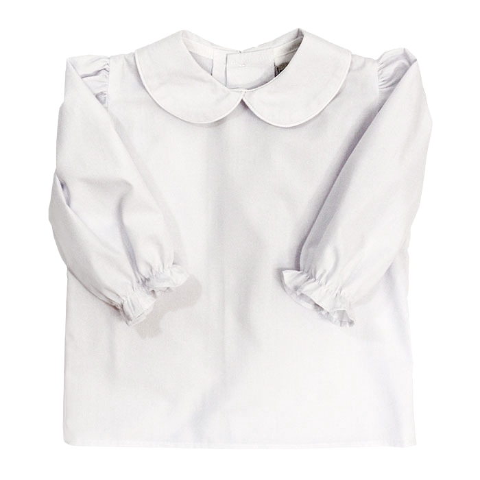 Girls Long Sleeve Button Back Shirt - White