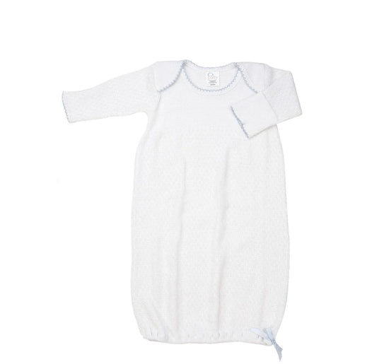Long Sleeve Lap Shoulder Gown - White/Blue