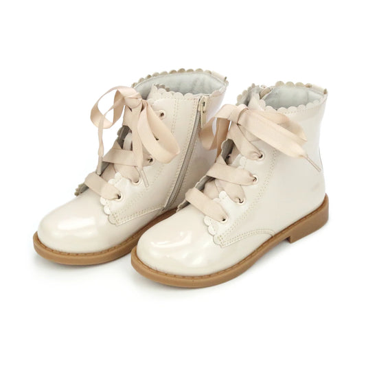 Josephine Scallop Boot - Patent Cream
