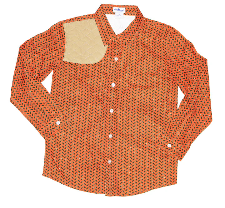 Long Sleeve Performance Shirt - Blaze Orange/Green Shells & Khaki