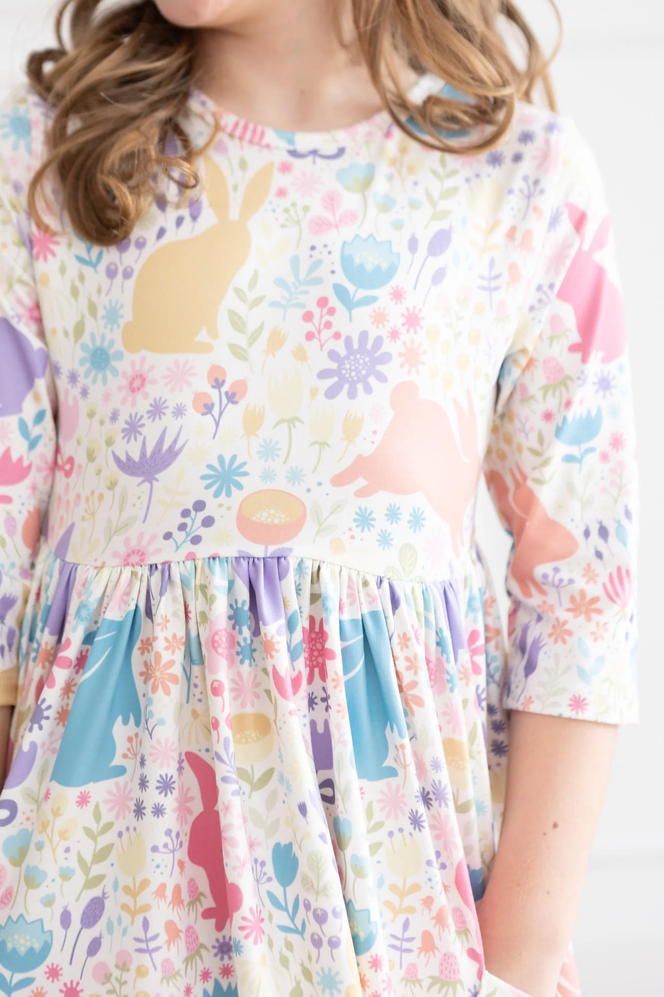 Pocket Twirl Dress - Pastel Floral Bunnies