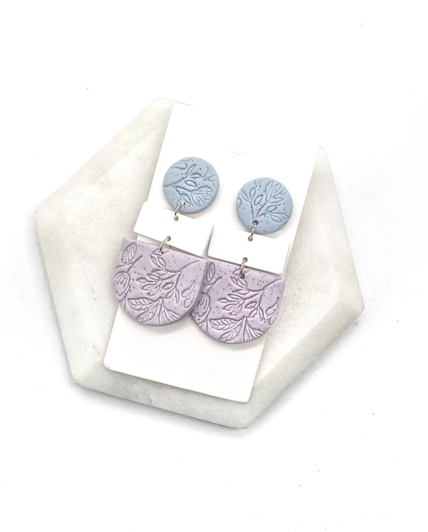 Acrylic Earrings - Pastel Stacked Embossed Clay
