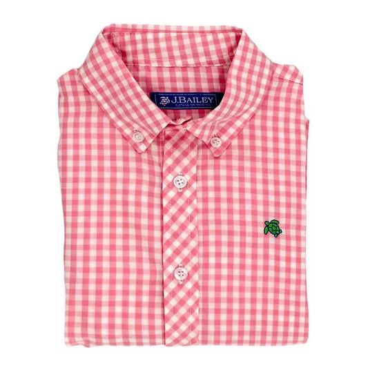 Roscoe Button Down Shirt - Pink Check