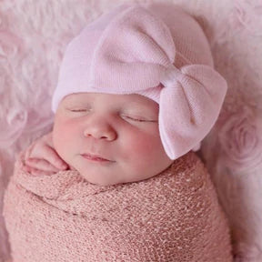 Newborn Hat - Polly Pink with Bow