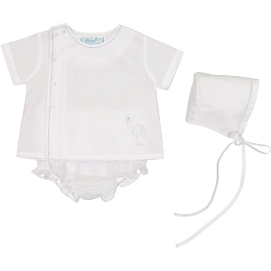 Preemie Baby Elephant Diaper Set - White
