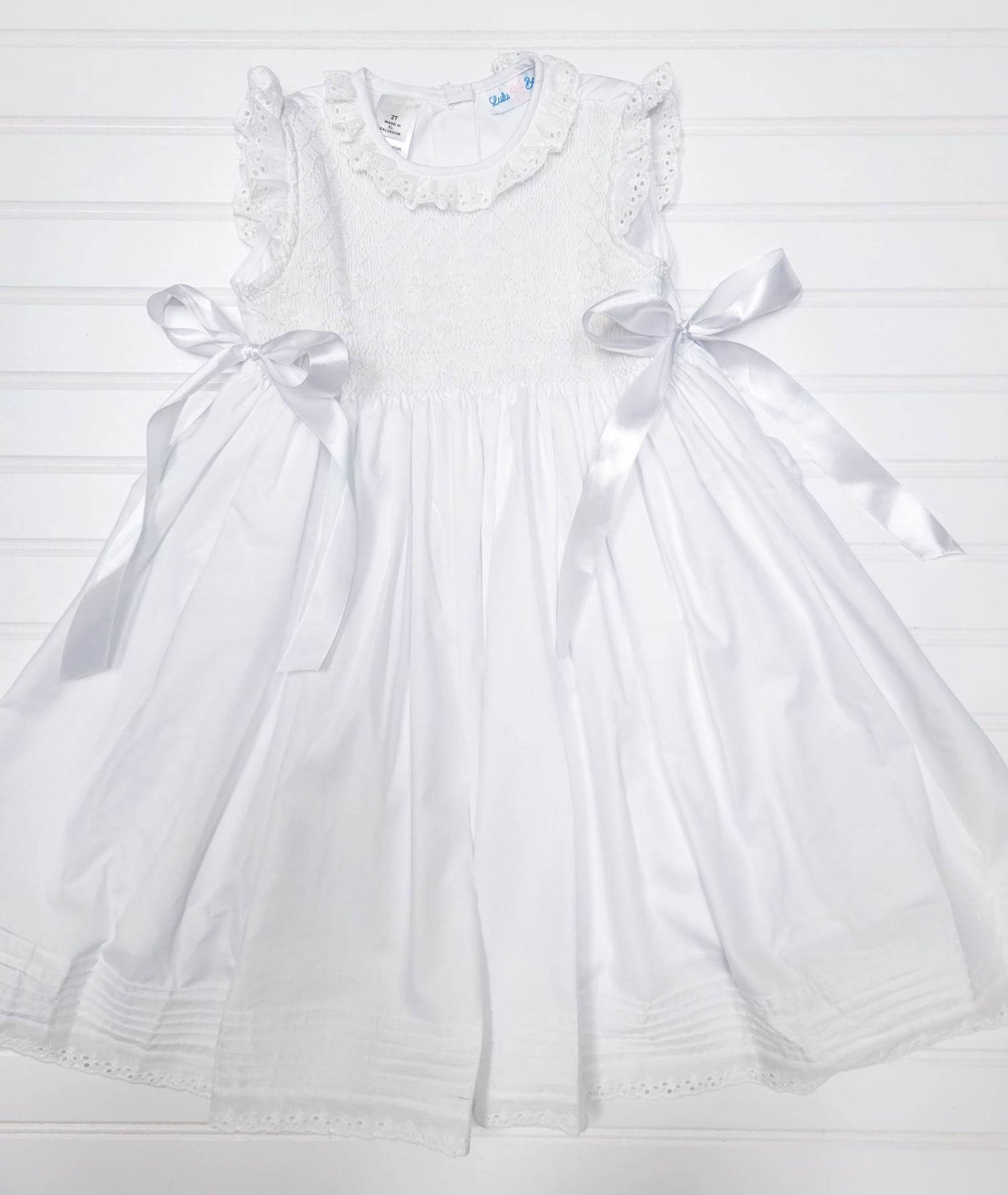 Smocked Bodice Dress - White