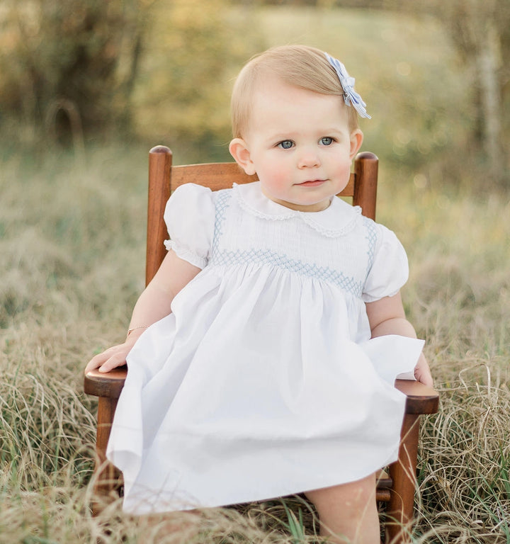 Vintage Smocked Bodice Dress - White