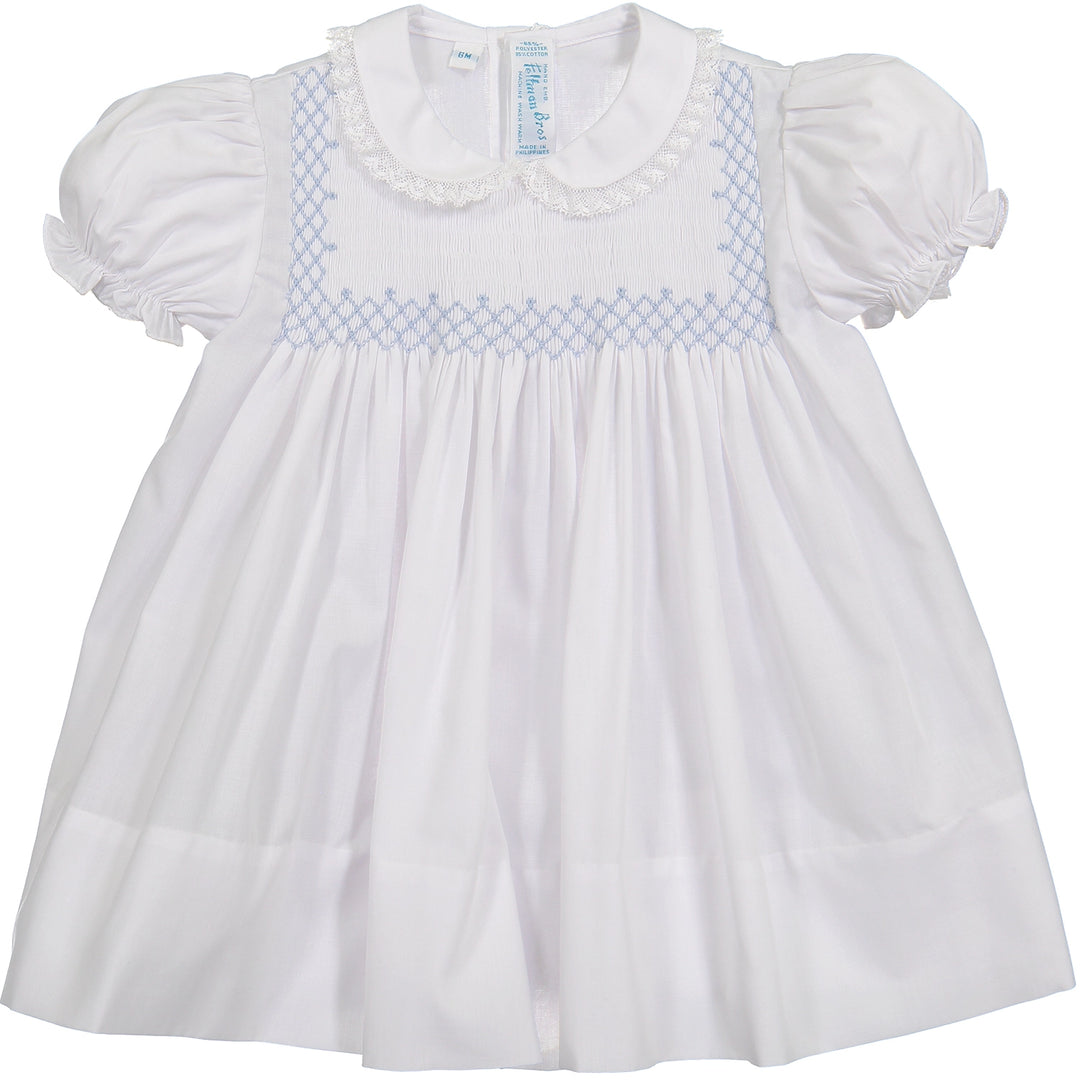 Vintage Smocked Bodice Dress - White