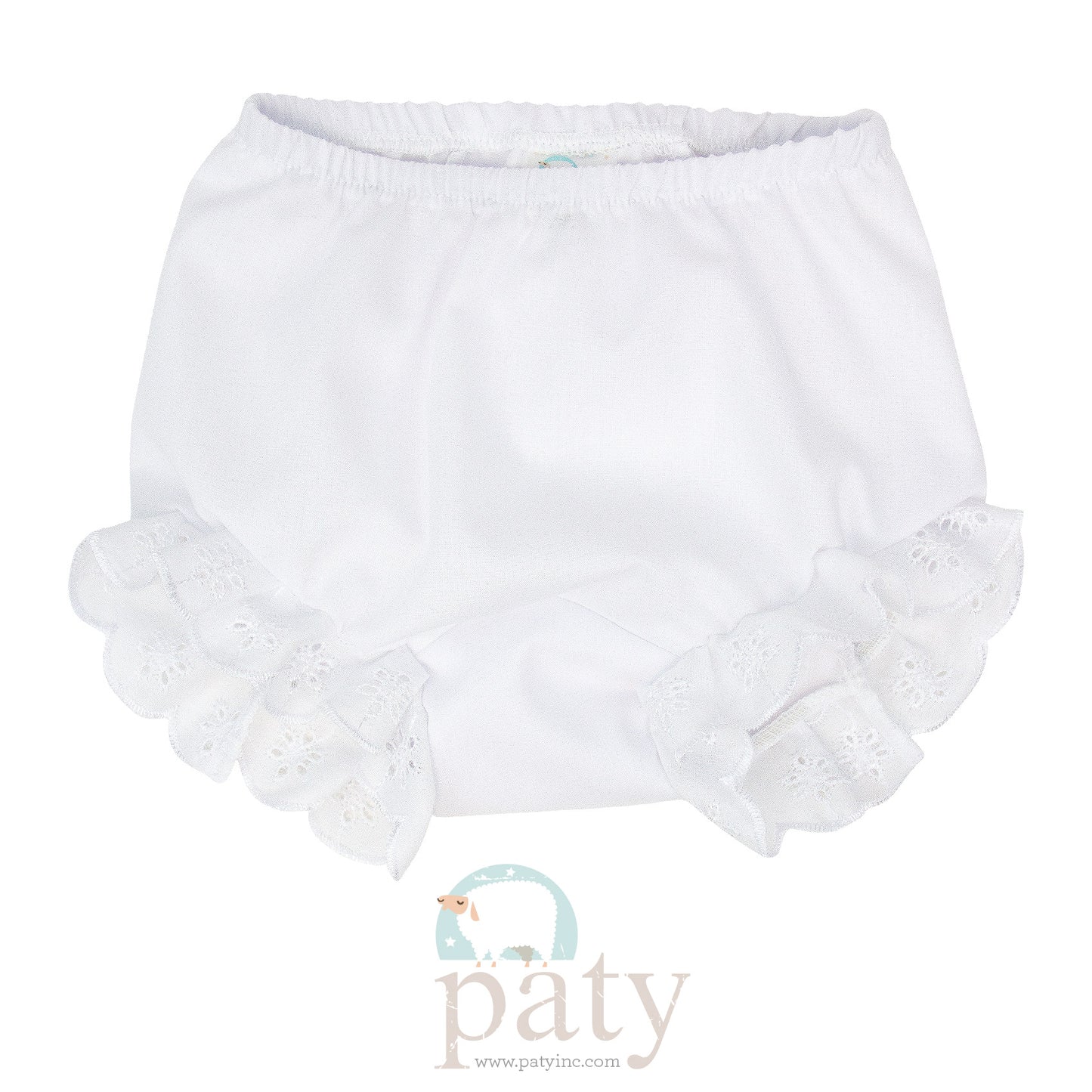 Diaper Cover with Eyelet - White